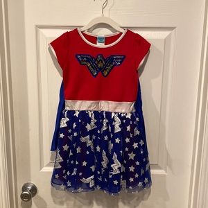 Sequined Girls Wonder Woman Costume either Cape